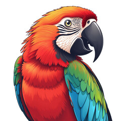 Obraz premium Vibrant colorful macaw parrot illustration for advertising campaigns, marketing materials, and branding projects with copy space for text, corporate presentation backdrop, and website hero image