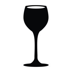 glass of ros vector silhouette icon, black and white illustration of drinks.