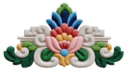 Colorful 3D Floral Ornament with Intricate Details