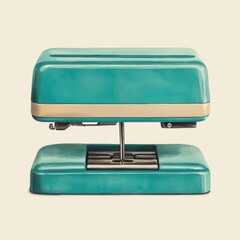 Vintage Turquoise Stapler on Soft Beige Background