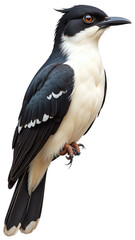 Fototapeta premium Striking Black and White Bird Profile, Majestic Avian Wildlife Species, Isolated Nature Creature Studio Shot, Exotic Bird Portrait