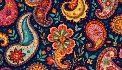 Abstract paisley repeat, bold strokes, earthy color palette , modern, background