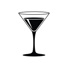 Classic Martini Glass Icon Black and White Illustration