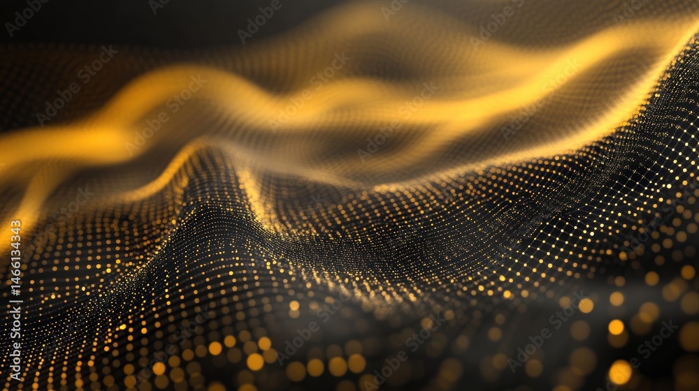 Poster abstract gold particles wave pattern