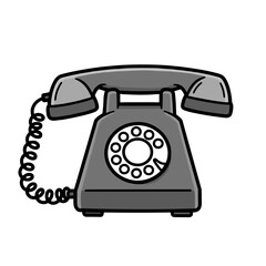 Vintage rotary telephone illustration on a white background  