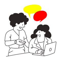 Teamwork Collaboration Illustration with Office Workers Talking