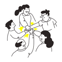 Teamwork Group High Five Collaboration Concept Illustration