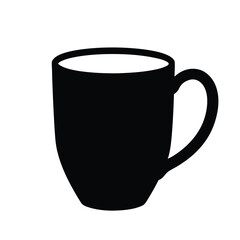 hot chocolate mug vector silhouette icon, black and white illustration of drinks.
