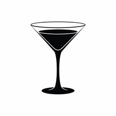 Classic Martini Cocktail Glass Silhouette Icon Illustration
