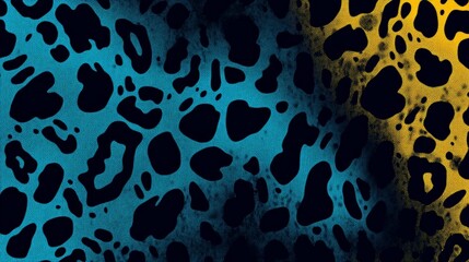 Abstract leopard print pattern in teal and gold