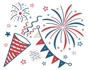 Winter holiday vector illustration featuring a decorated Christmas tree with snow, stars, and snowflakes for a festive New Year greeting card design