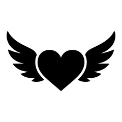 Heart with Angel Wings. vector: Ideal for use as a tattoo, icon, web graphic design, and infographic concepts."