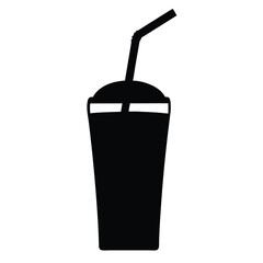 iced tea vector silhouette icon, black and white illustration of drinks.