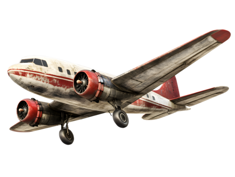 vintage airplane side view historical aircraft old airplane isolated dakota studio shot vintage propeller plane