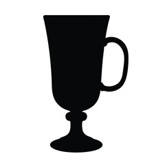 irish coffee vector silhouette icon, black and white illustration of drinks.