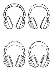 Headphones line art clean visual style for music lovers.eps