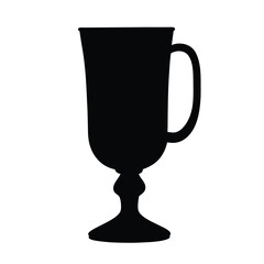 irish coffee vector silhouette icon, black and white illustration of drinks.
