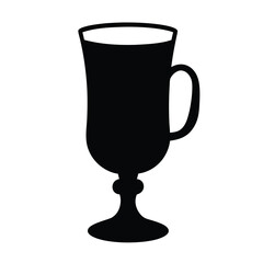 irish coffee vector silhouette icon, black and white illustration of drinks.