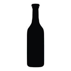 kombucha bottle vector silhouette icon, black and white illustration of drinks.
