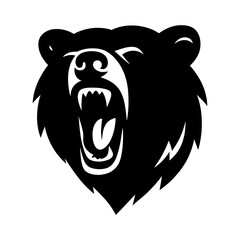 Roaring Bear Silhouette. animal vector: Ideal for use as a tattoo, icon, web graphic design, and infographic concepts.