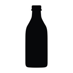 kombucha bottle vector silhouette icon, black and white illustration of drinks.