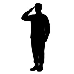 Saluting Soldier Silhouette. vector: Ideal for use as a tattoo, icon, web graphic design, and infographic concepts."