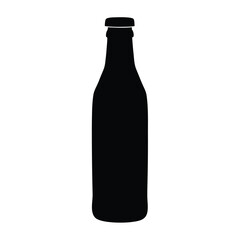 kombucha bottle vector silhouette icon, black and white illustration of drinks.
