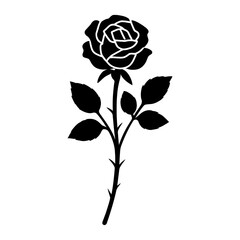 Silhouette of a Rose. vector: Ideal for use as a tattoo, icon, web graphic design, and infographic concepts."