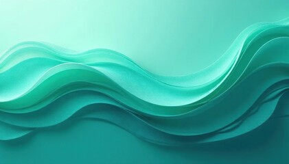 Fototapeta premium Abstract wavy lines, seafoam green & teal hues, wallpaper pattern, background