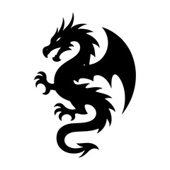 Tribal Dragon Silhouette Design. vector: Ideal for use as a tattoo, icon, web graphic design, and infographic concepts.