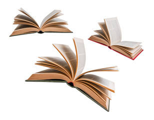 Fototapeta premium Three Vintage Books Displayed at Varying Angles