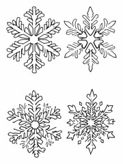 Crystal snowflake delicate winter line art illustration.eps