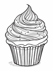 cupcake ball line art clean simple black and white.eps