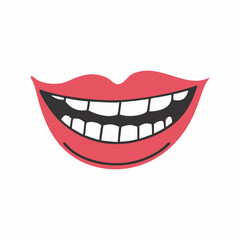 Smiling Mouth with Red Lips and White Teeth Illustration