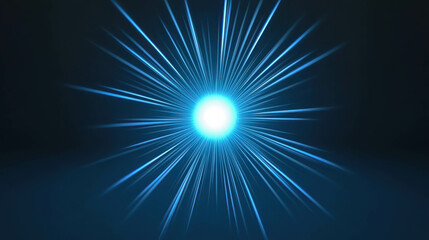 Obraz premium Bright Blue Starburst Light Effect with Radiating Lines Against Dark Background