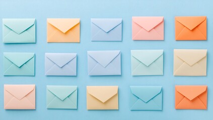 Vibrant and colorful paper envelopes