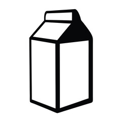 milk carton vector silhouette icon, black and white illustration of drinks.