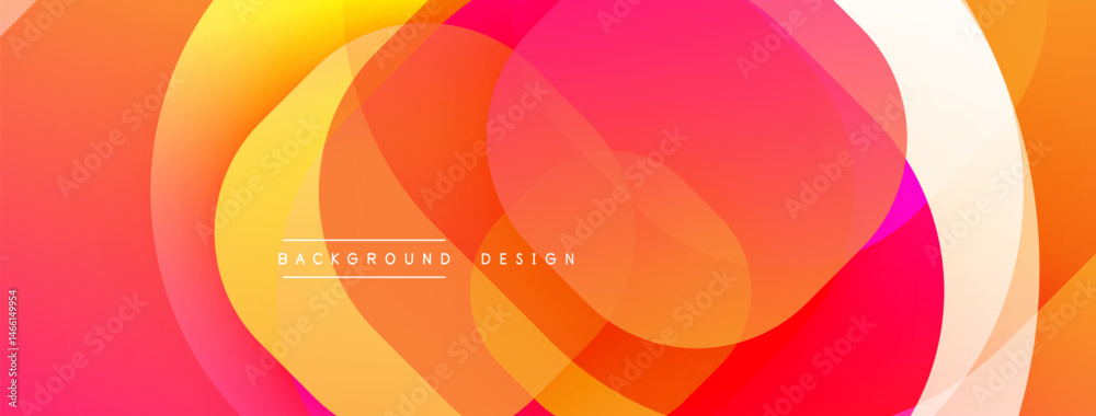 Poster Abstract colorful layers create dynamic gradient background. Warm tones dominate, offering modern visual appeal.