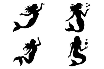 Mermaid silhouette vector art fantasy sea ocean tale