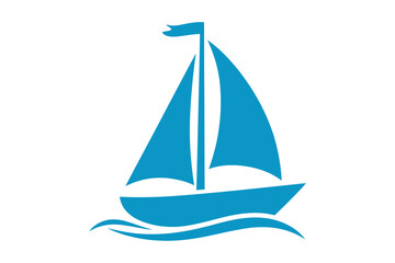 Blue sailboat clip art vector graphic illustration