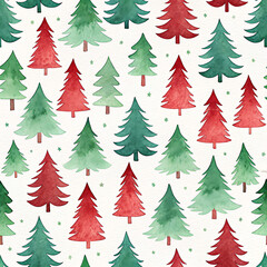 Obraz premium Abstract Watercolor Christmas Tree Clipart Seamless Pattern for Festive Designs