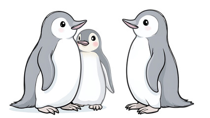 Penguin bird clipart, realistic Antarctic illustration, isolated on white background PNG, high-resolution wildlife graphic, detailed black and white feathers, nature-inspired design element, charming