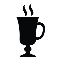 mulled wine vector silhouette icon, black and white illustration of drinks.