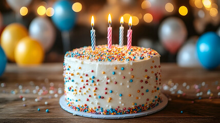 Birthday cake candles festive celebration delicious dessert