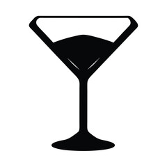 peach bellini vector silhouette icon, black and white illustration of drinks.