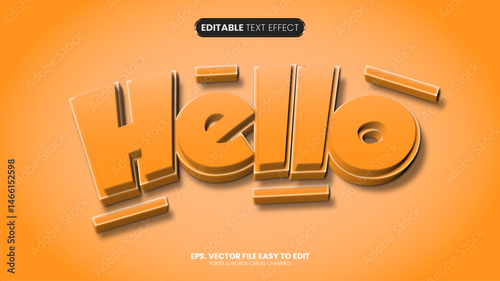 Wall mural hello 3d editable text effect