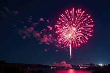 Vibrant fireworks explode in the night sky, illuminating the darkness with colorful bursts , light, gorgeous