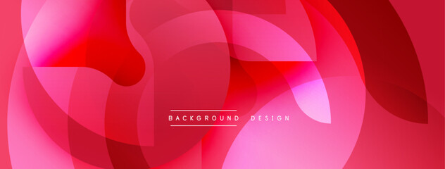 Abstract pink background. Overlapping shapes create dynamic, modern visual effect. Smooth gradients, vibrant colors. Minimalist design.