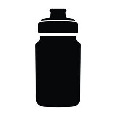 sports drink bottle vector silhouette icon, black and white illustration of drinks.