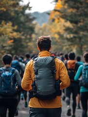 Obraz premium Runners Trail Autumn Crowd Path